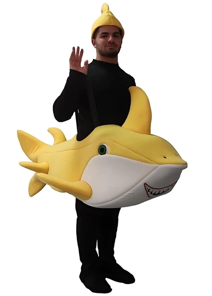 Baby Shark Kostümü Yetişkin Sarı ürün görseli 1