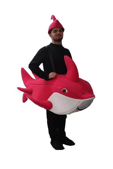 Baby Shark Kostümü Yetişkin Pembe | Mommy Shark Kostümü ürün görseli 1