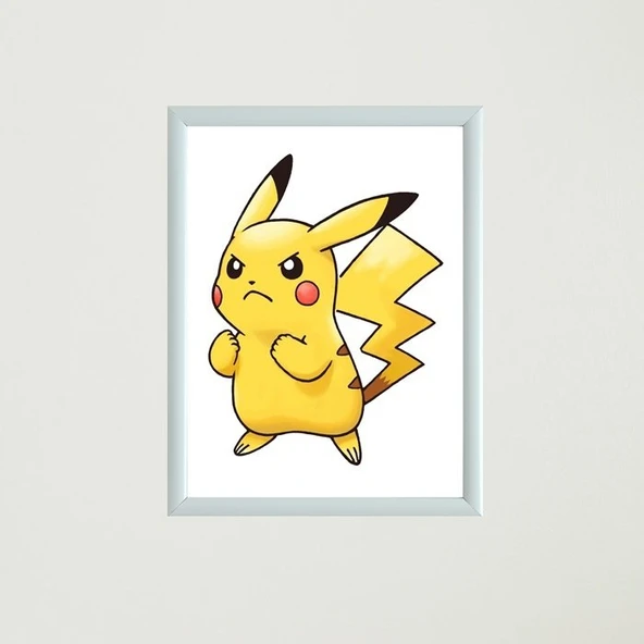 Kızgın Surat Pikachu Çerçeveli Poster Tablo ürün görseli 1