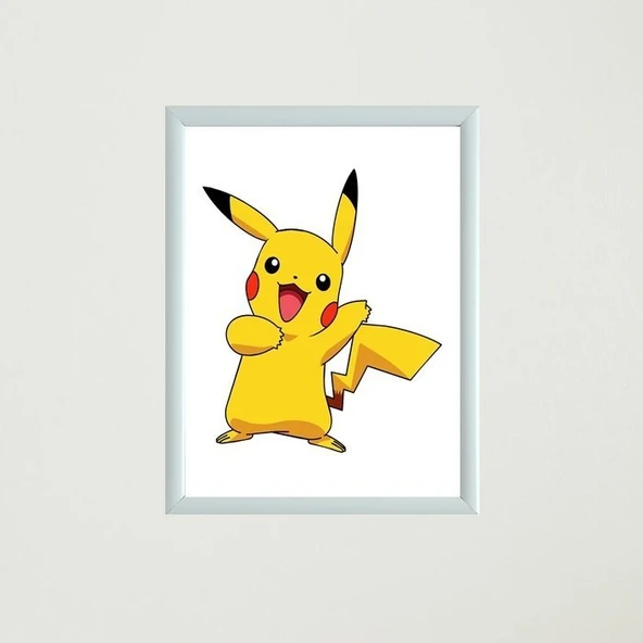 Gülen Surat Pikachu Çerçeveli Poster Tablo - Resim 2