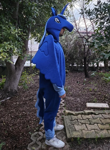 Unicorn Kostümü Yetişkin | Unicorn Pijama Tulum Kostüm Mavi ürün görseli 1