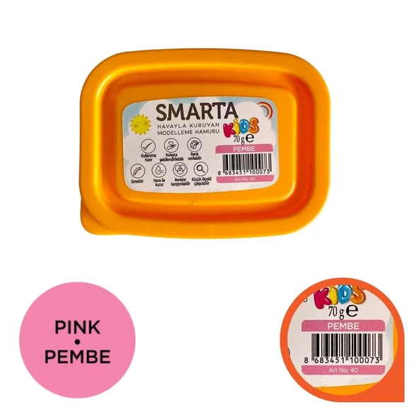 Smarta Kids Modelling Clay 70gr Hava İle Kuruyan Modelleme Hamuru Pembe / 30000040 ürün görseli 1