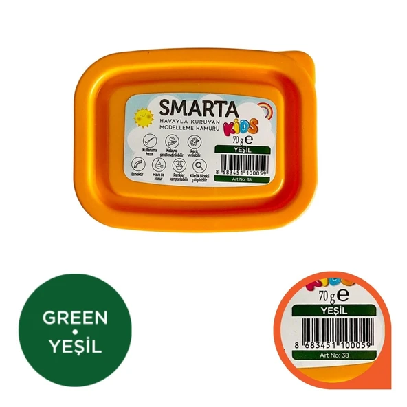 Smarta Kids Modelling Clay 70gr Hava İle Kuruyan Modelleme Hamuru Yeşil / 30000038 ürün görseli 1