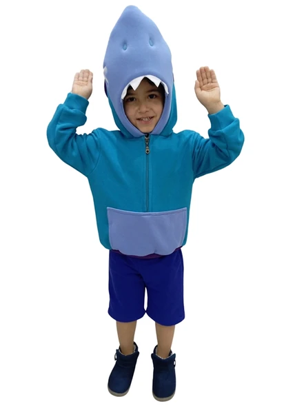 Kapüşonlu Cosplay Leon Shark Kostümü - Resim 2