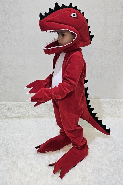 T-Rex Dinozor Kostümü Kırmızı | Dinozor Kostümü Çocuk ürün görseli 1