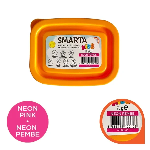 Smarta Kids Modelling Clay 70gr Hava İle Kuruyan Modelleme Hamuru Neon Pembe / 30000043 ürün görseli 1