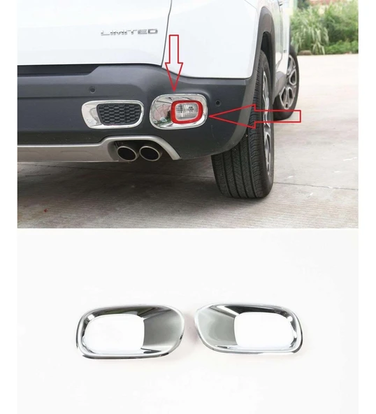 Jeep Renegade Uyumlu 2014 2017 Arka Reflektör Çerçevesi Krom ürün görseli 1