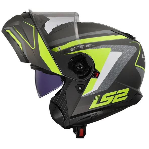 LS2 STROBE 2 PHANTOM MAT TITANIUM-NEON SARI KASK - Resim 7