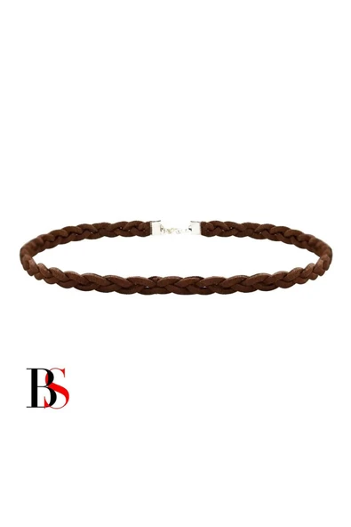 Kahverengi Süet Saç Örgülü Kadın Choker ürün görseli 1
