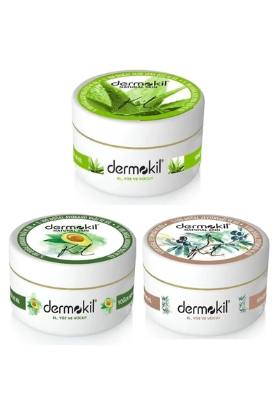 Dermokil El Ve Yüz Kremi Aloevera-avokado-zeytinyağı 300ml 3lü Set ürün görseli 1