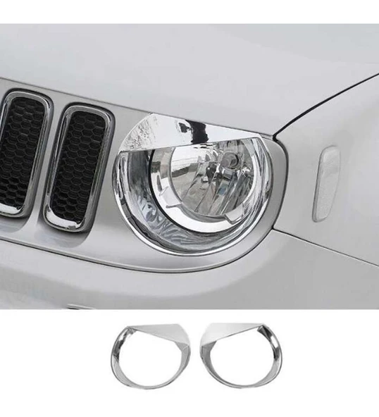 Jeep Renegade Uyumlu 2014 2017 Ön Far Kaplama ABS(Plastik) Krom ürün görseli 1