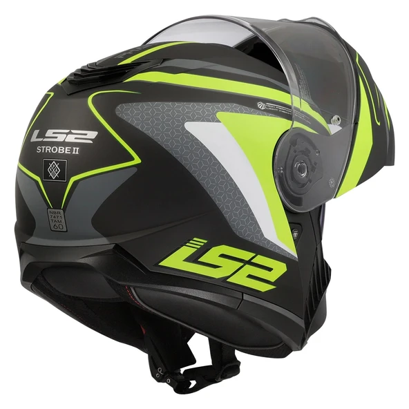 LS2 STROBE 2 PHANTOM MAT TITANIUM-NEON SARI KASK - Resim 6