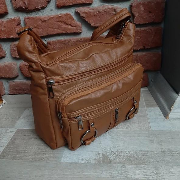 Bayan Çapraz Omuz Çantası Taba Gvn-0087 - Resim 3