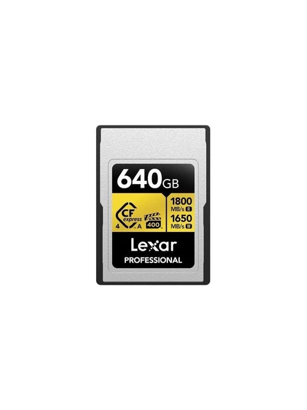 LEXAR 640GB LCAGOLD640G-RNENG CF-EXP PROFESSIONAL CFEXPRESS 4.0 TYPE A CARD GOLD SERIE UP TO 1800MB/S READ 1650MB/S WRITE VPG 400 IP68 ürün görseli 1
