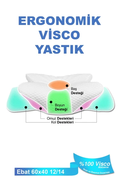 Ortopedik Visco Yastık Boyun Fıtığı Boyun Ağrısı Destekli Güzellik Yastığı Royalrelax Beyaz ürün görseli 1