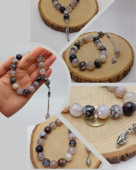 Akik Taşı Faset Kesim 17lik Efe Tesbih 14mm (54376) ürün görseli 1
