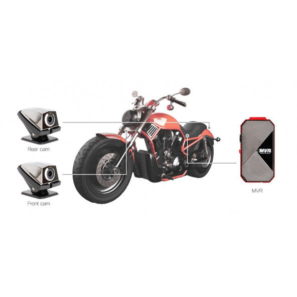 GNET MVR MOTOSİKLET 2 KAMERALI FULLHD Wi-Fi WPRF ARAÇ KAMERASI ürün görseli 1