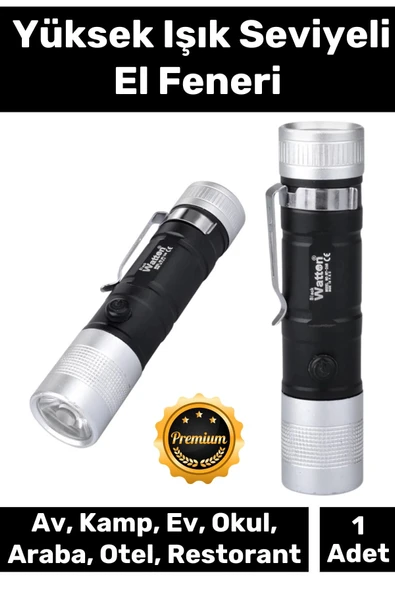 Deluxe 100 Metre Menzilli Tek Mod Beyaz Aydınlatma Cep Boyu Mini Mini Pilli El Feneri ürün görseli 1