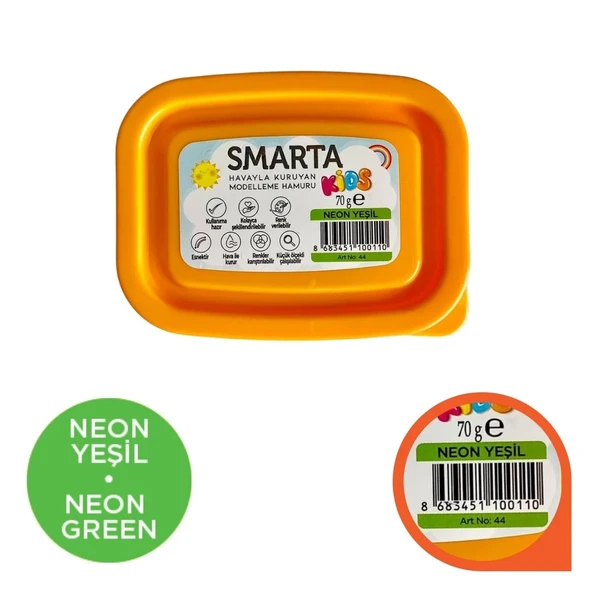 Smarta Kids Modelling Clay 70gr Hava İle Kuruyan Modelleme Hamuru Neon Yeşil / 30000044 ürün görseli 1