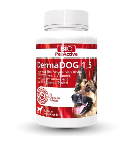 Bio Pet Active Dermadog Sarımsaklı Maya Çiğneme Tableti 50 Adet ürün görseli 1