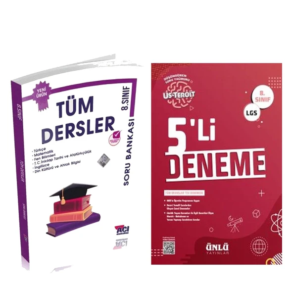 Açı Yayınları 8. Sınıf LGS Tüm Dersler Soru Bankası ve Ünlü 5 li Deneme Seti 2 Kitap ürün görseli 1