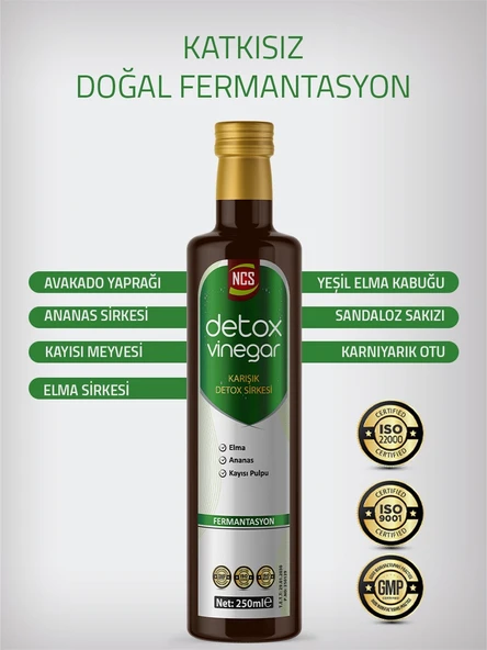 Detox Sirke 250 Ml Doğal Fermantasyon Ananas Elma Avakado Yaprağı Kayısı Karnıyarık Otu Sandaloz ürün görseli 1