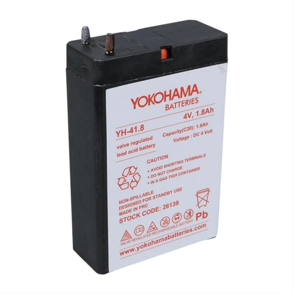 Ayt Yokohama YH-41.8 4 Volt 1.8 Amper Akü 50x76x22 mm Yeni Tarihli Taze Akü ürün görseli 1