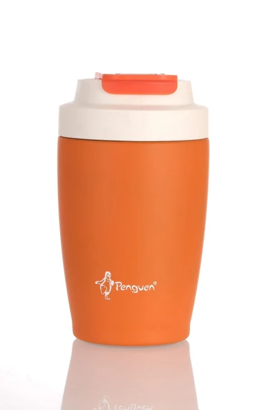 Penguen-3047 Turuncu Pipetli Mug Termos 400ml - Resim 5