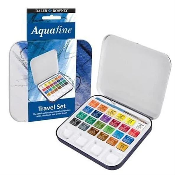Daler Rowney Aquafine Seyahat Seti 24 Yarim Boy Metal Kutu ürün görseli 1