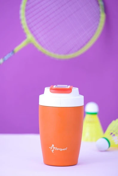 Penguen-3047 Turuncu Pipetli Mug Termos 400ml - Resim 2