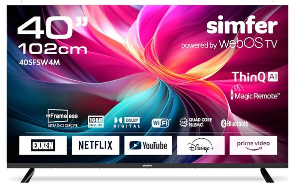 Simfer 40SFSW4M Full HD 40" 102 Ekran Uydu Alıcılı Smart LED TV ürün görseli 1