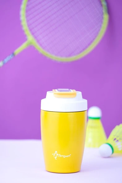 Penguen-3047 Sarı Pipetli Mug Termos 400 Ml - Resim 2