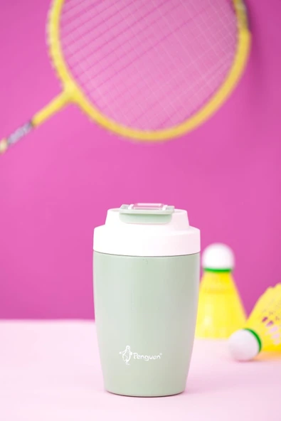 Penguen-3047 Yeşil Pipetli Mug Termos 400 Ml - Resim 3