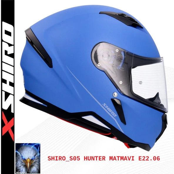 SHIRO KASK FULLFACE HUNTER M.C MAT MAVİ XL 6162 ürün görseli 1