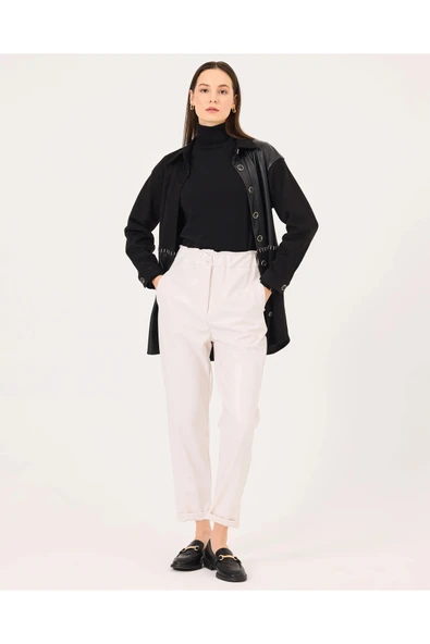 Seçil Minimalist Yüksek Bel Crop Deri Pantolon - Günlük & Şık ürün görseli 1