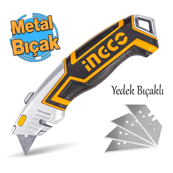 Metal Maket Bıçak Halı Bıçağı Çok Amaçlı Maket Bıçağı Küçük Değiştirilebilir 4 Adet Yedek Bıçak ürün görseli 1