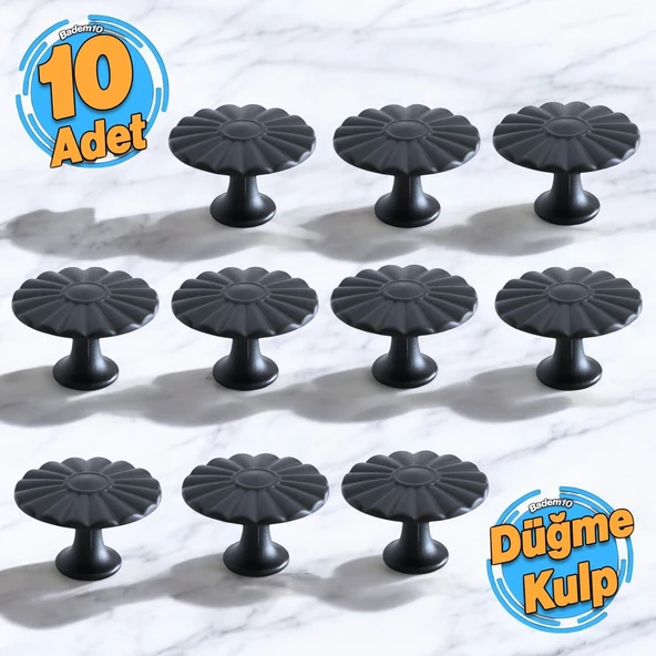 10 Adet Güneş Düğme Mat Siyah Kulp Mobilya Mutfak Dolabı Çekmece Dolap Kapak Kulpu Kulbu Kulb Metal ürün görseli 1