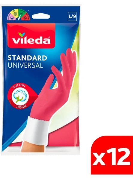 Vileda 12 Paket Standart Büyük Boy Bulaşık Eldiven ürün görseli 1