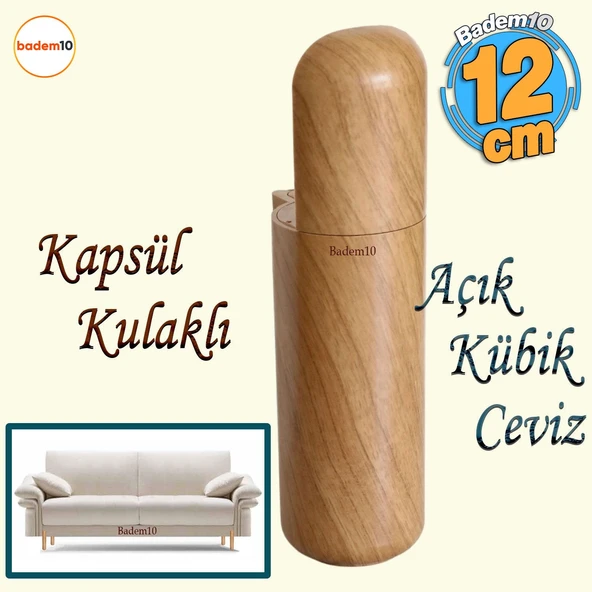 Kapsül Ayak 12 cm Mobilya Yükseltici Kanepe TV Ünitesi Koltuk Ayağı Baza Ayakları Açık Kübik Ceviz ürün görseli 1