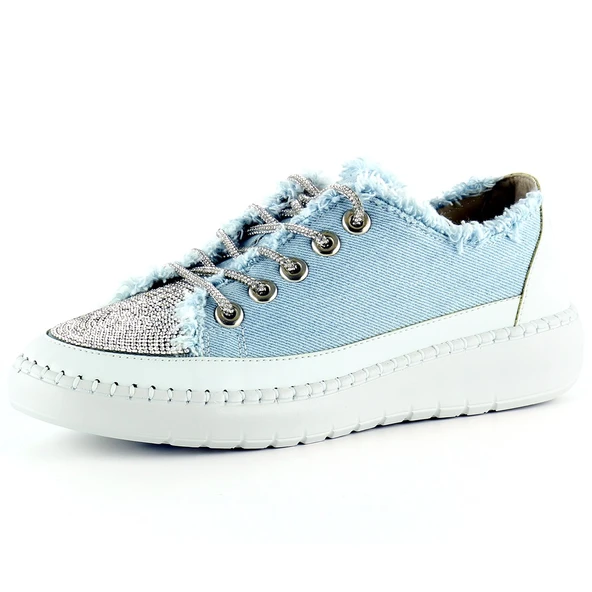 Erkan Saçmacı Vanessa Mavi Denim Taşlı Sneaker ürün görseli 1