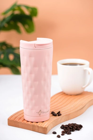 Penguen-3025 Pembe Mug Termos 500ml - Resim 4
