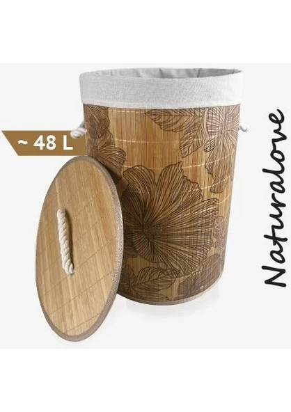 Naturalove Desenli Bambu Çamaşır Sepeti  48L 35X50cm ürün görseli 1