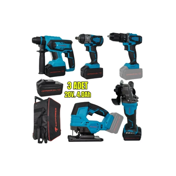 Catpower 4150 Akülü 5'li Alet Seti (Kömürsüz Motor) 3 Adet 4 Ah Akü ürün görseli 1