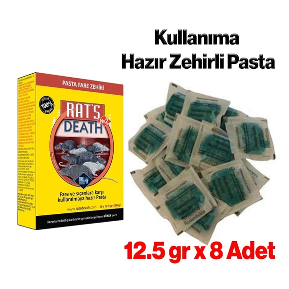Haşere Böcek Fare Sıçan Zehiri Katı Pasta 100 gr Hazır Zehirli Katı Yiyecek 1 Adet ürün görseli 1