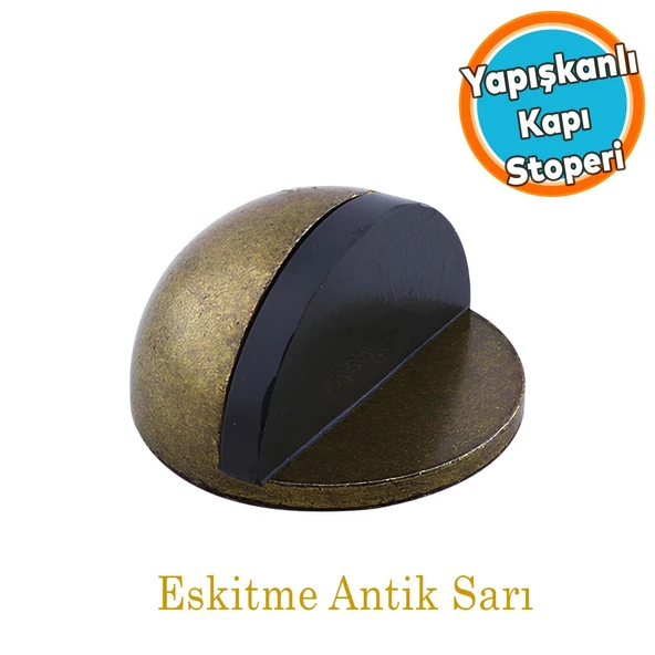 Kapı Stoperi Yarımay Eskitme Antik Sarı Tamponu Metal Kapı Altı Kolu Stopu Durdurucu Tutucu ürün görseli 1