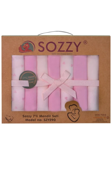 SOZZY Ağız Mendili Organik Pamuklu Penye Yumuşak Kız Modeli 7 Adet - Pembe ürün görseli 1
