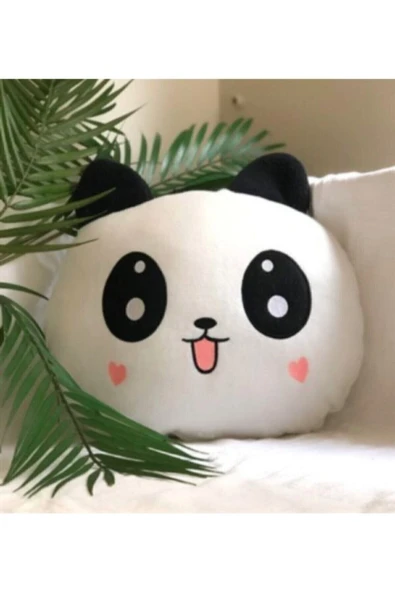 GÜLCE DESİGN Panda Figürlü Kalp Yanaklı Sevimli Dekoratif Peluş Yastık ürün görseli 1