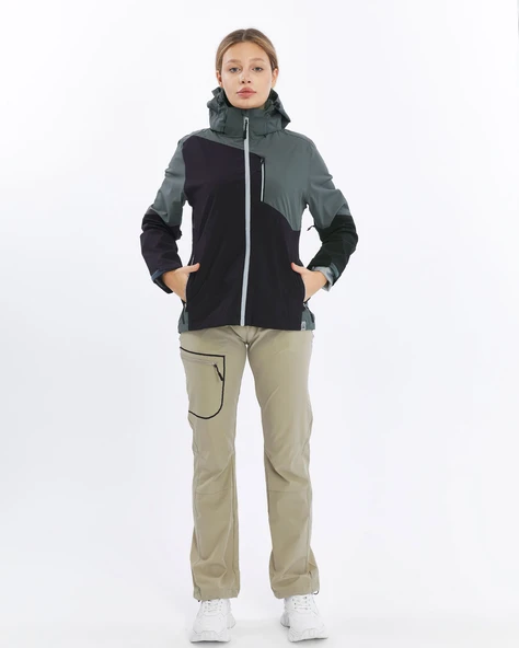 Mapamyumco Windbreaker Kadın Ceket-FÜME-SİYAH ürün görseli 1