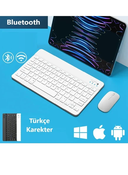 Xiaomi Pad 6 Tablet İçin Uyumlu Slim Şarjlı Türkçe Bluetooth Klavye ve Mouse Seti ürün görseli 1