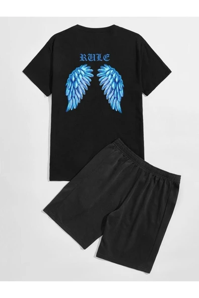 UNISEX palm angels kanat baskılı şort tişört takımı ürün görseli 1